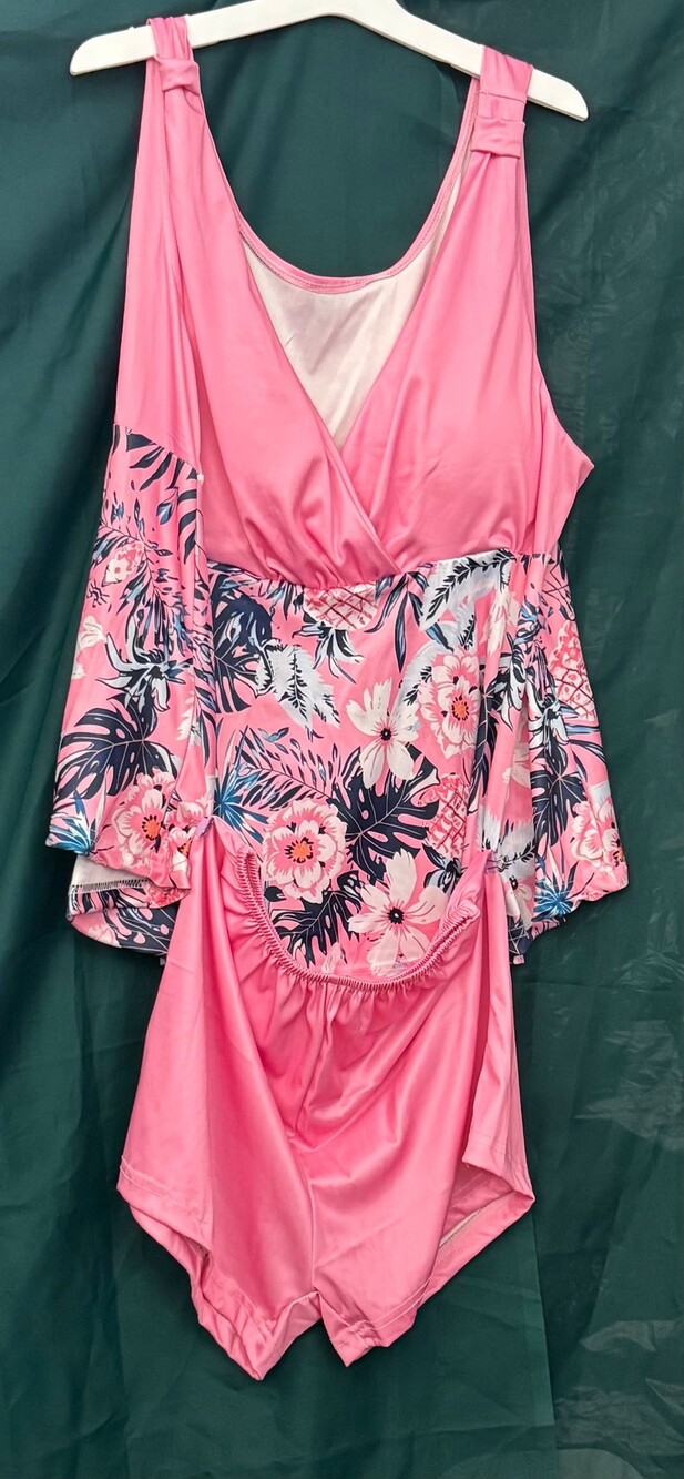 4XL Pink Floral One-Piece Swimsuit Plus Size